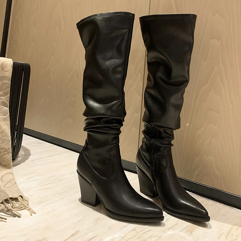 MKKHOU модные сапоги до колена новые женские высокого качества из натуральной кожи