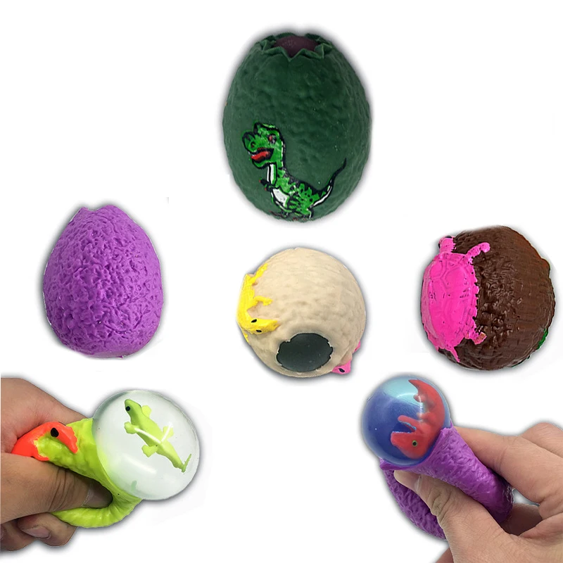 

New Colorful Dinosaur Egg Squeeze Toy Soft Tpr Crocodile Turtle Transparent Egg Fidget Toys Antistress For Children