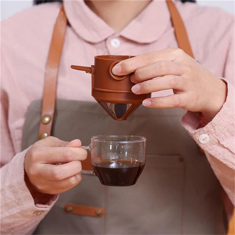 

Portable Coffee Filter Portable Stainless Steel Drip Coffee Tea Holder Funnel Baskets Reusable Tea Infuser Stand Coffee Dripper