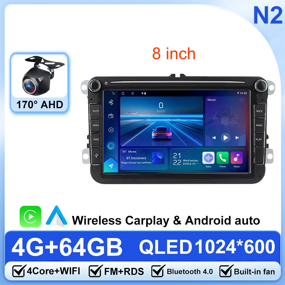 8-дюймовый автомобильный радиоприемник Android 15 для VW Volkswagen Skoda Octavia Golf 5 6 Touran Passat B6 Polo Jetta GPS-навигация с сенсорным экраном Ste