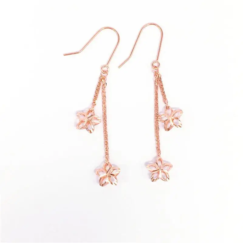 

585 г., фиолетовое позолоченное покрытие, 14 к, роза, полые звезды, кисточки, трехмерный дизайн, элегантные свадебные украшения, длинные серьги ...