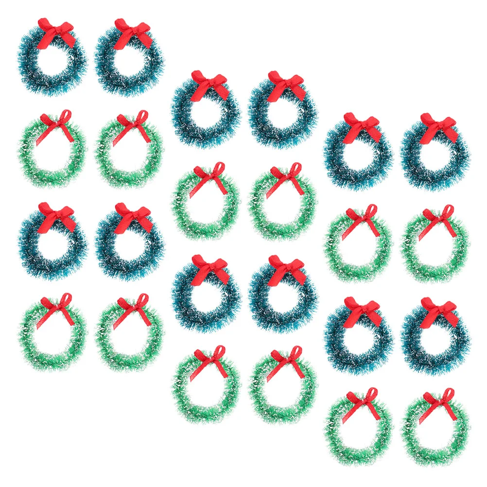

24 Pcs Toy Simulated Garland Christmas Hanging Xmas Wreath Mini Tree Sisal Silk Toys