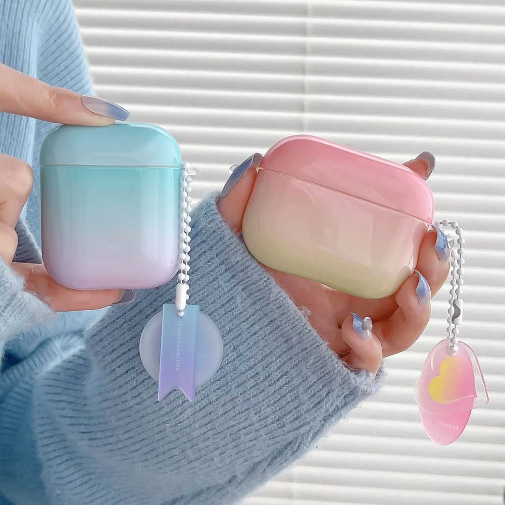 Модный Блестящий чехол для наушников AirPods Pro 3 с радужным переходом цвета защитный