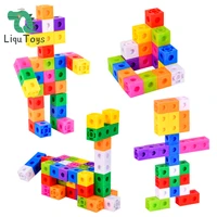 liqu 60 pcs kids diy assembling building blocks 3d puzzle cubes set of 10 color blocks with 30 guide cards