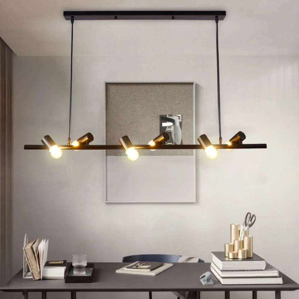 

Светодиодная ретро-Люстра для ресторана, лампа черного/белого цвета для спальни, кабинета, бара, креативная дизайнерская простая лампа в ск...