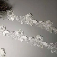 2 yards white pearl flower leaf handmade beaded embroidered lace trim ribbon applique wedding dress sewing craft diy hot
