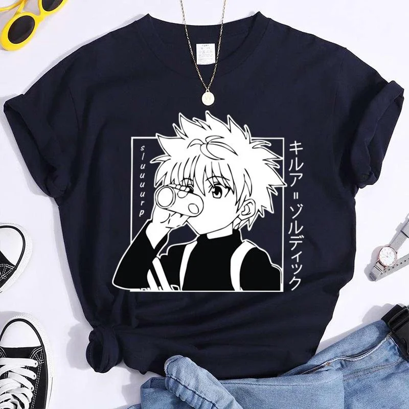 Популярная футболка Killua Zoldyck с графическим принтом летняя повседневная унисекс