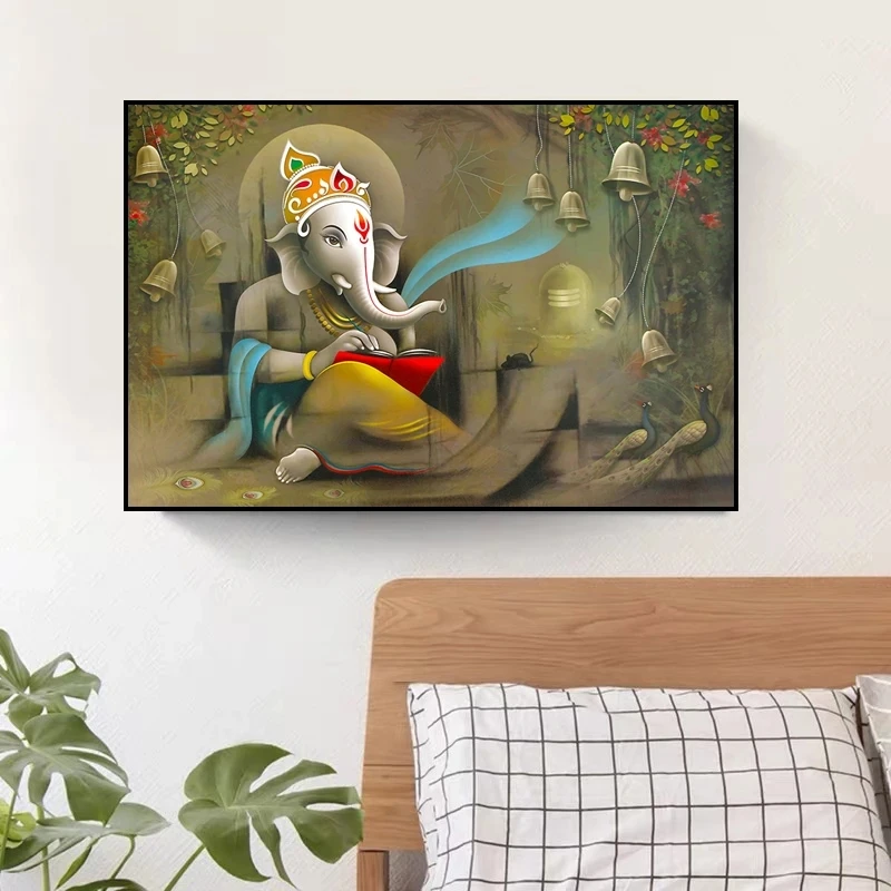 Индийская Shiva Parvati Ganesha Художественная Картина на холсте религиозный индуийский