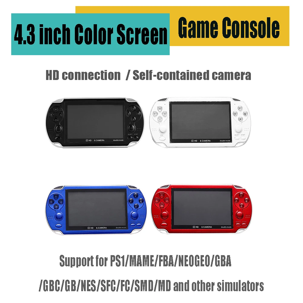 

Консоль игровая портативная с цветным экраном 4,3 дюйма, 2 джойстика