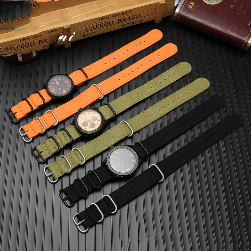20 22 24 26mm men' Cotton canvas bracelet For any brand ZULU Fabric Military watchband watch Climbing Sports wristband straps