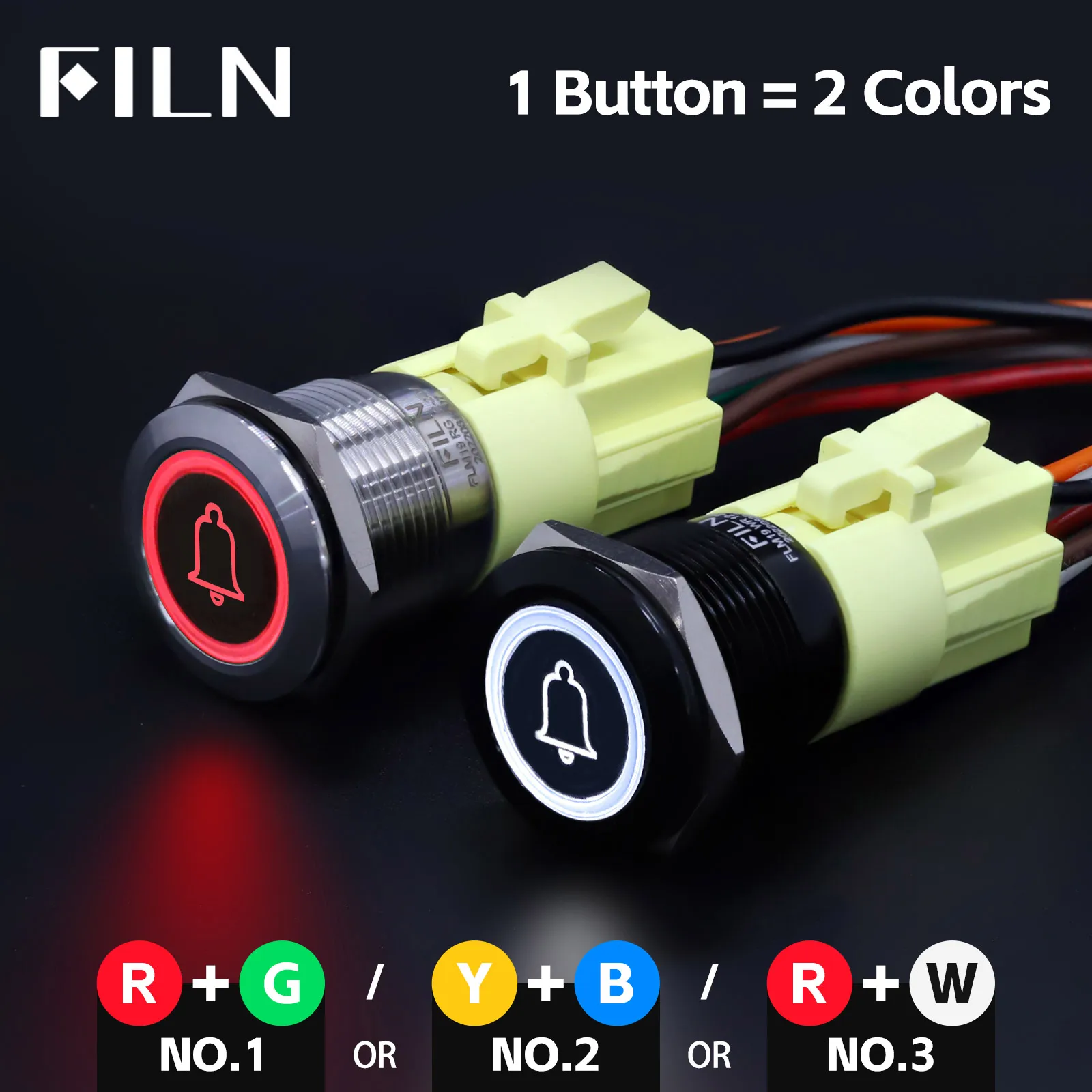 

FILN 19 мм 12 В 24 В светодиодный из нержавеющей стали черный металлический кнопочный переключатель приборной панели предупреждающий символ ВКЛ. ВЫКЛ автомобильный гоночный переключатель