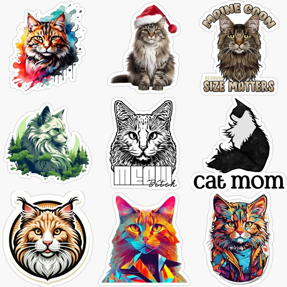 Maine Coon Cat милые домашние животные персонализированные наклейки из ПВХ для