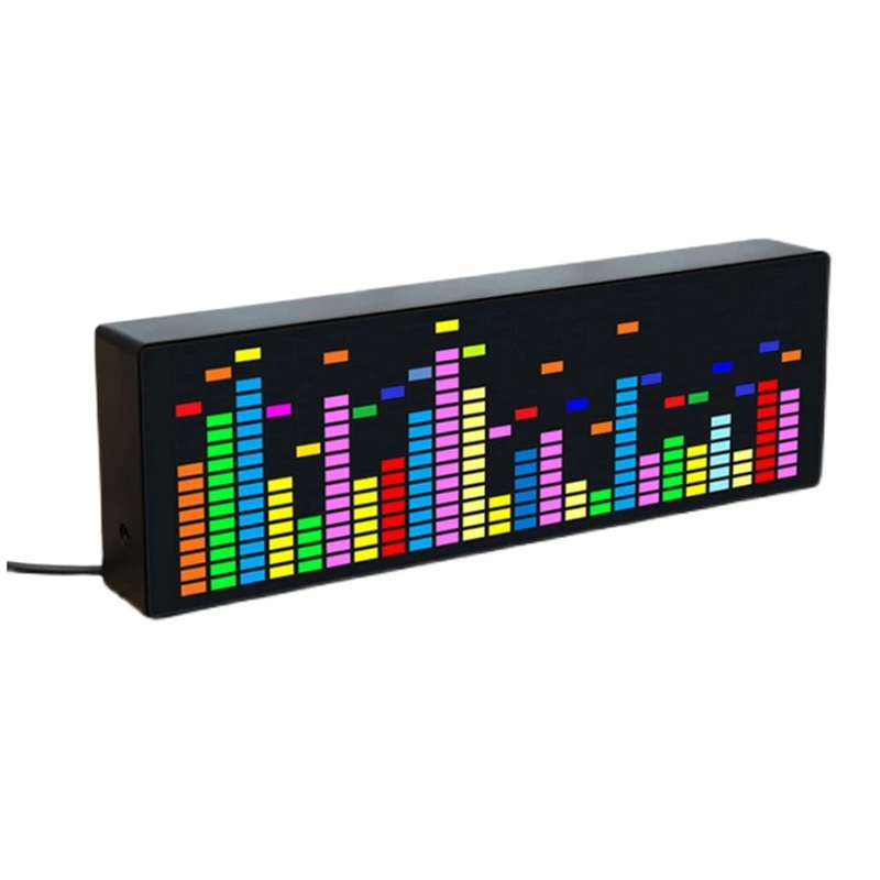 

Color LED Music Spectrum Electronic Clock Rhythm Light 1624RGB Polar Atmosphere Lamp Level Indicator (Voice+Wire Control)