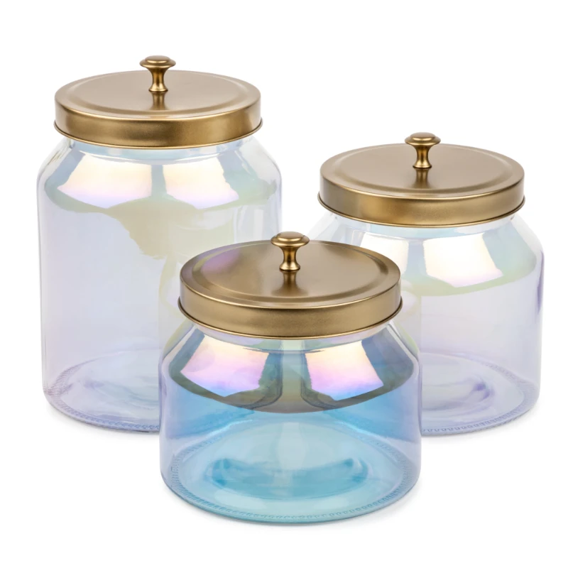 

Rainbow Glass Storage Jars, 3-Piece Set