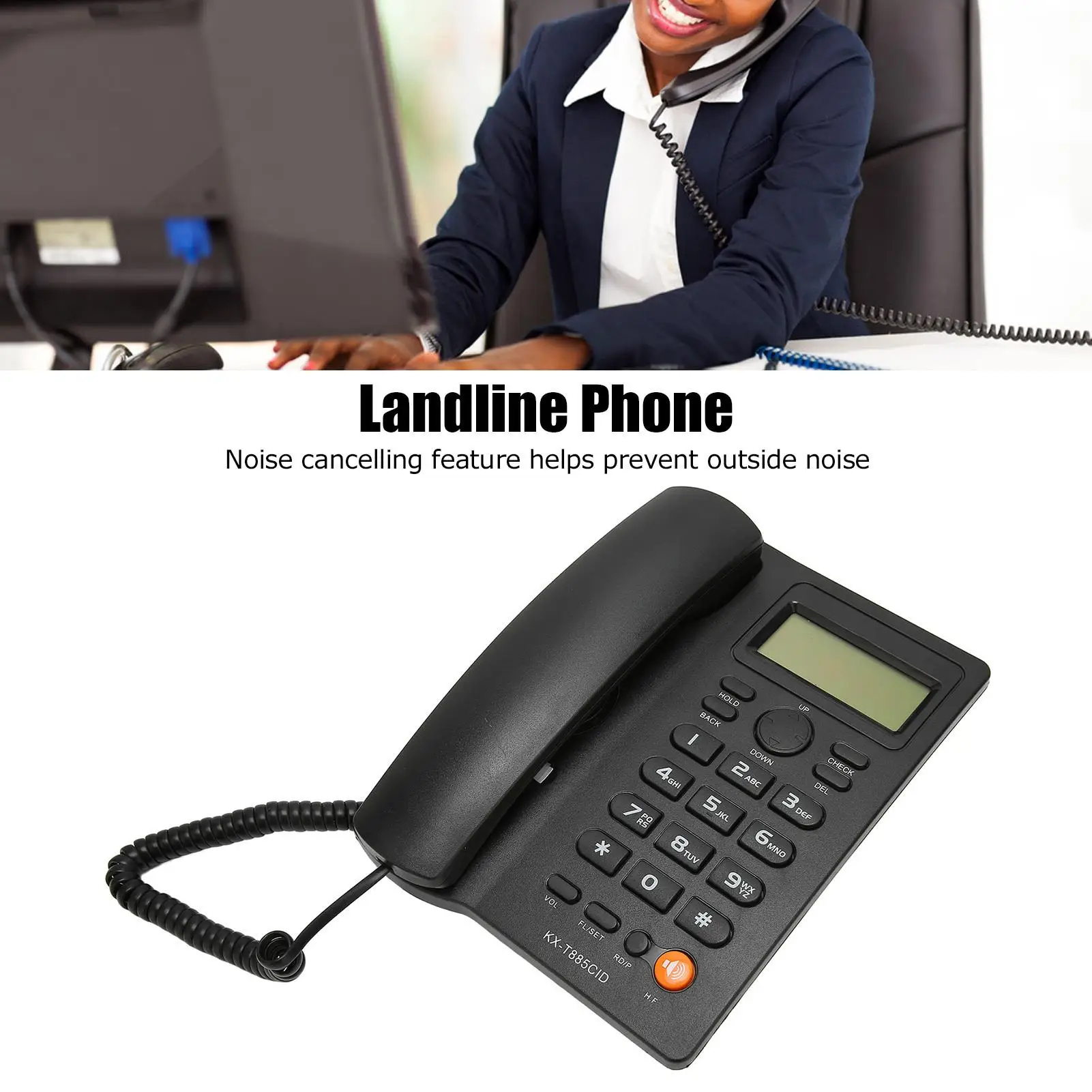 Настольный проводной стационарный телефон с идентификатором вызывающего