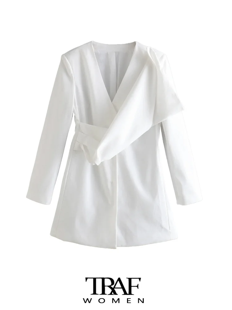 

Платье-мини Плиссированное с V-образным вырезом и длинным рукавом