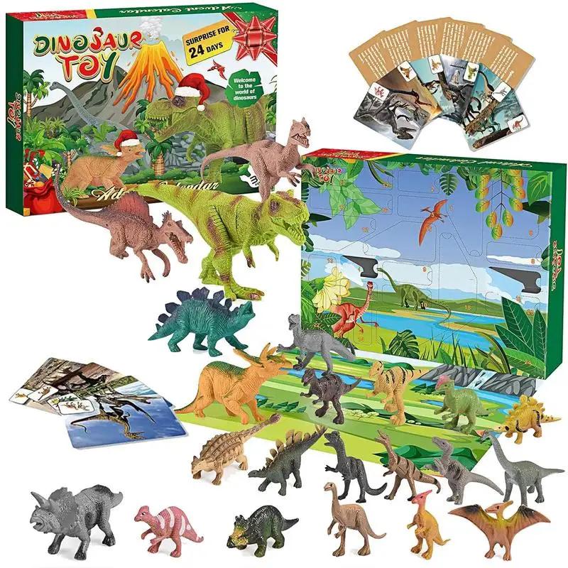 

24PCS Dinosaur Models Christmas Advent Calendar Gift Box Countdown Calendar Dinosaur Toy Surprise Blind Box Kids Christmas Gift