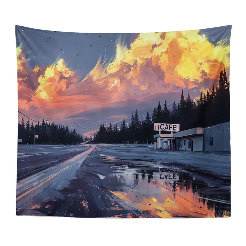 Живописный принт настенный гобелен искусственная кожа бохо тканевый подвесное