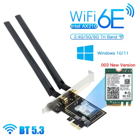 5374 Мбит/с Wifi 6E Intel AX210 Pcie беспроводной адаптер Bluetooth 5,3 Intel ax210ngw M.2 Wi-Fi сетевая карта Windows 10 11 для ПК