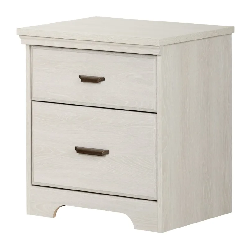 

South Shore Versa 2-Drawer Nightstand - End Table with Storage Winter Oak
