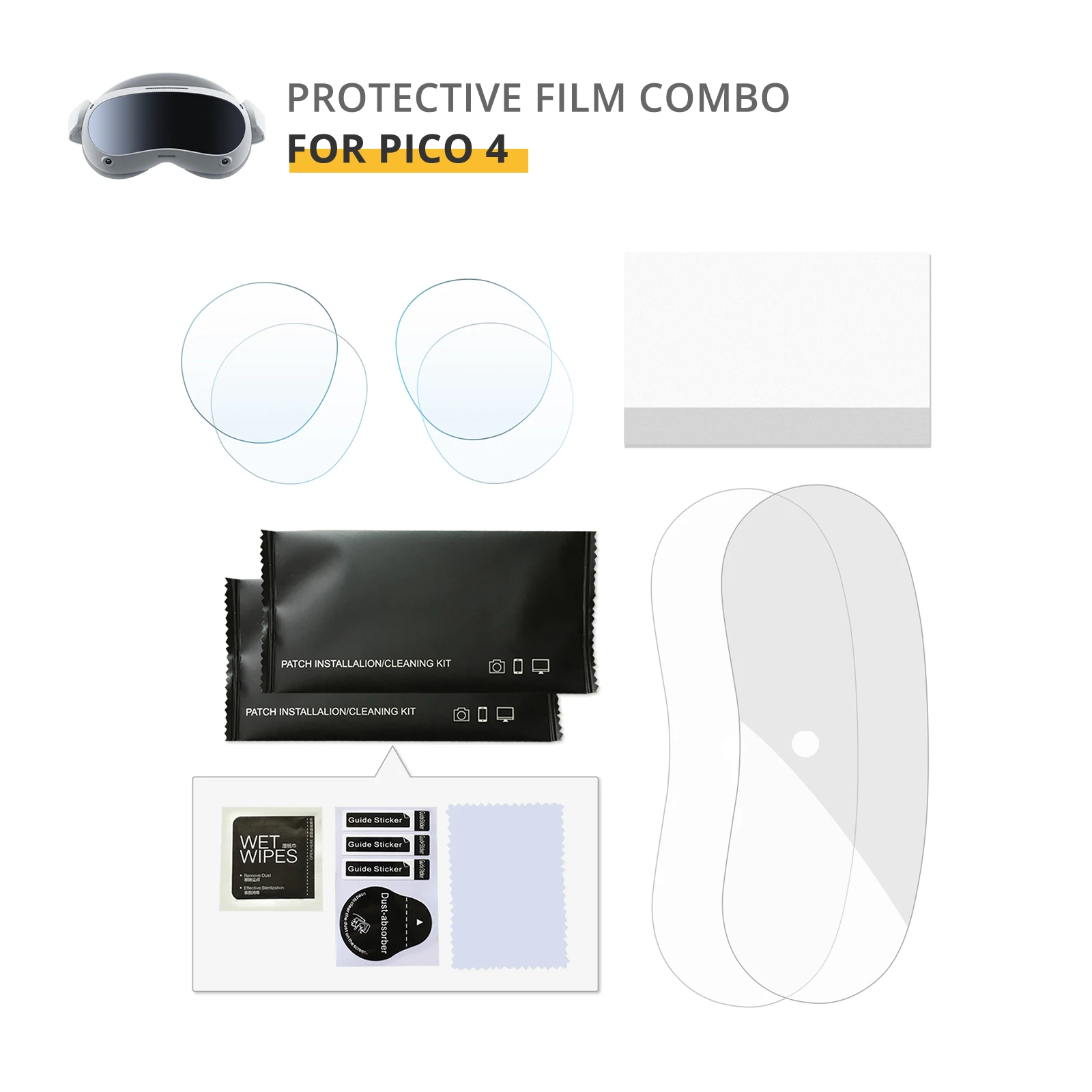 Купи For Pico 4 Protective Film Combo VR Glasses Head Film Headwear HD Anti-Scratch Soft Panel Film 2 Sets PICO4 Accessories за 264 рублей в магазине AliExpress