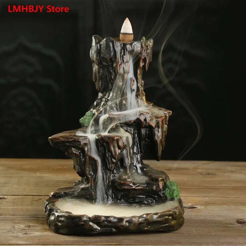 

Arts and Crafts Gifts Alpine Flowing Water Backflow Incense Burner Creative Resin Backflow Sandalwood Incense Burner Ornaments