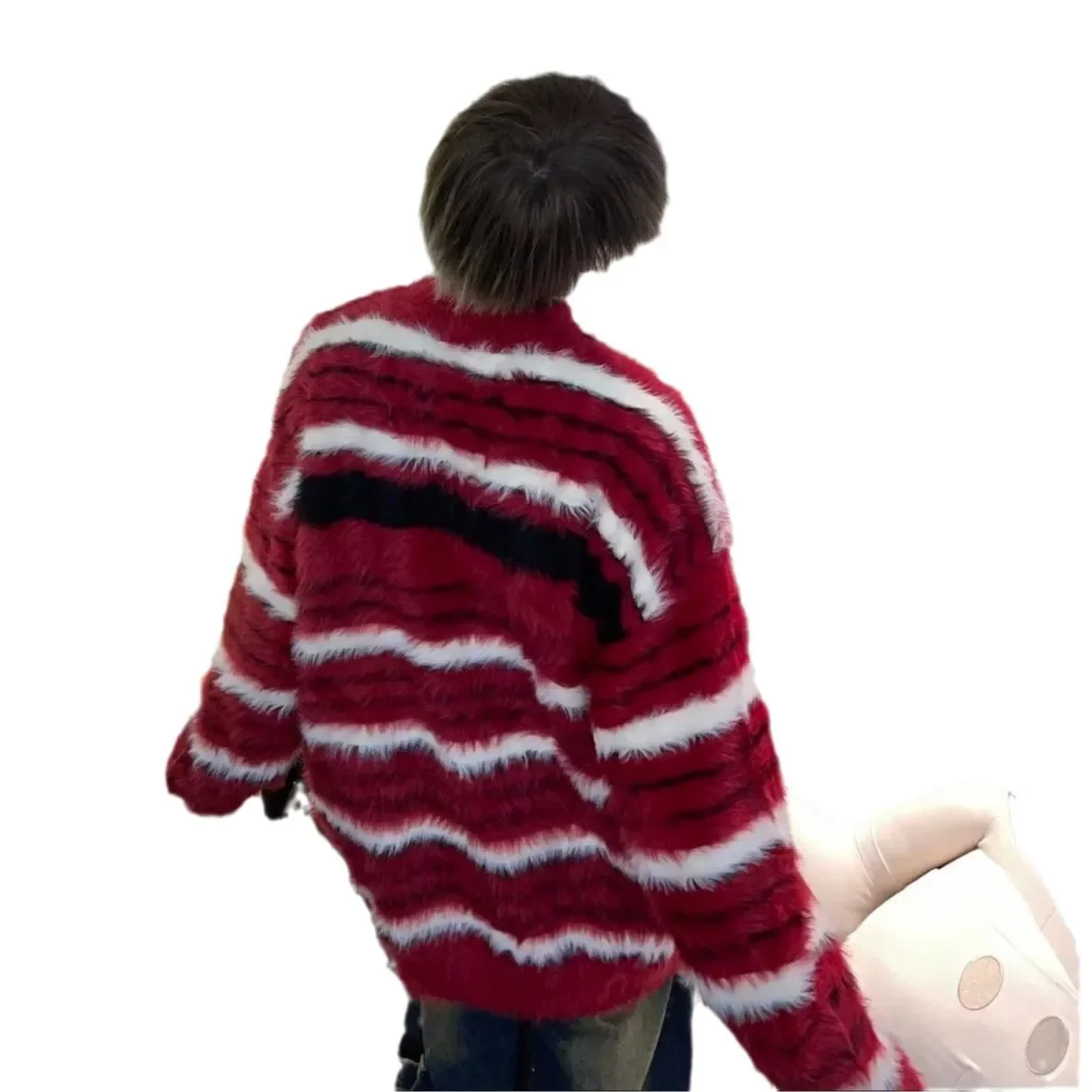 Осень/зима модный жаккардовый полосатый свитер в стиле Idle для мужчин и женщин