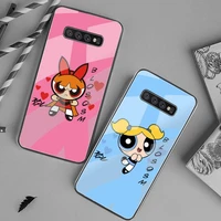bandai anime powerpuff girls phone case tempered glass for samsung s20 ultra s7 s8 s9 s10 note 8 9 10 pro plus cover