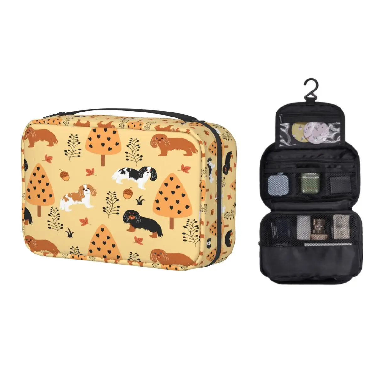 

Cavalier King Charles Spaniel Toiletry Bag for Women Cartoon Dog Cosmetic Makeup Organizer Lady Beauty Storage Dopp Kit Case