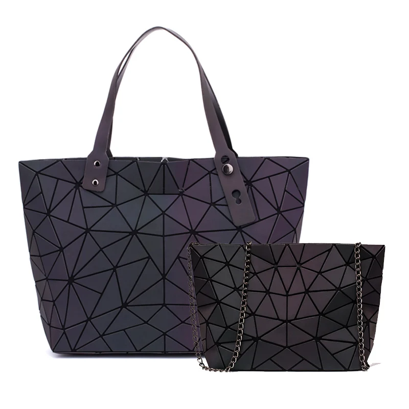 

New Bags Women Messenger Bags Handbag Luminous Hand Bag Geometry Chain Shoulder Bags Plain Folding bolso bolsos mujer wholesale