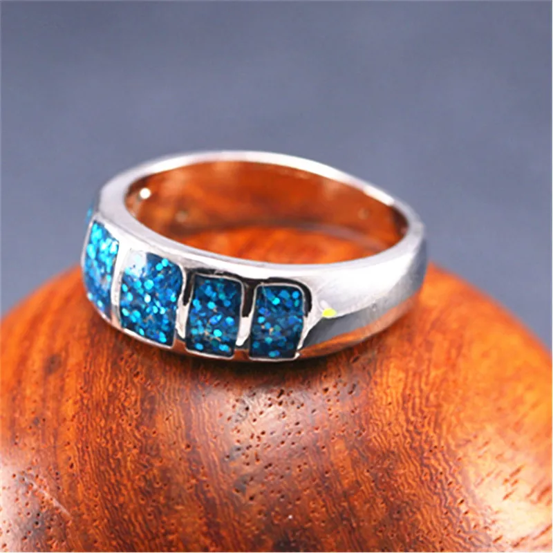 

Rings For Women Fashion White Pink Blue Fire Opal Ring Vintage European Style Gift Stackable Engagement Wedding Jewelry
