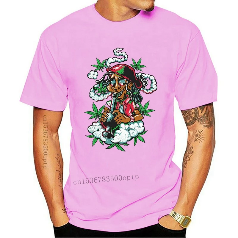 

Mens Clothes New Jamaican Mens T-Shirt Rasta Weed High Smoke Bong Short-Sleeved Tee Shirt