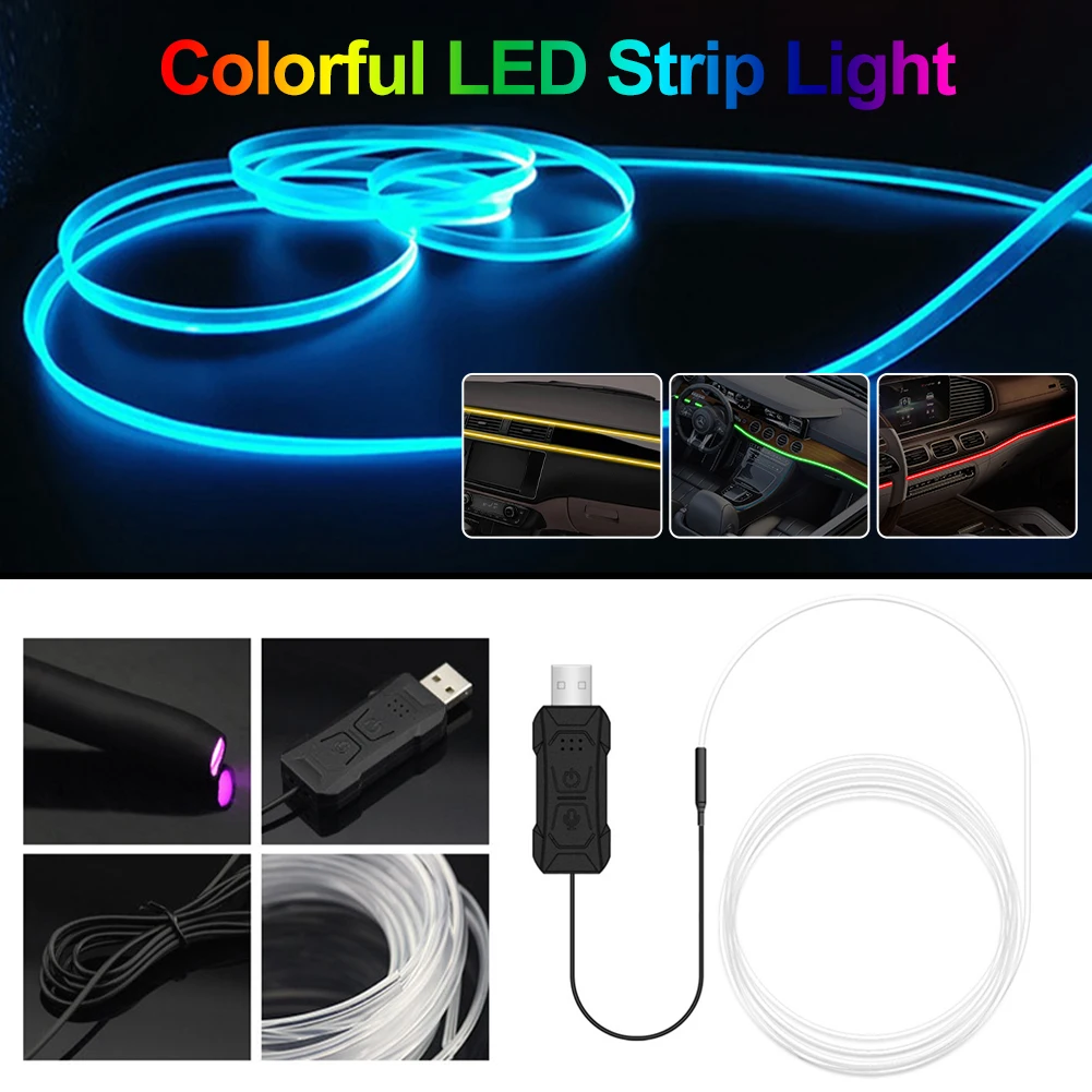 

fashionable Car Decorative Led Lamp 5M car DIY Flexible Interior Neon light Strip with APP Voice Control Atmosphere Light Strip