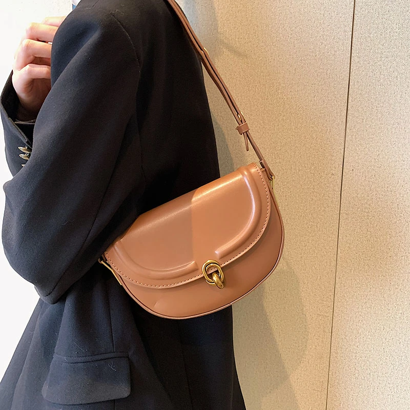 

ELM BAY|This Year's Fashionable High-end 2022 New Autumn And Winter Vintage One Shoulder Versatile Small Cross Body Saddle Bag