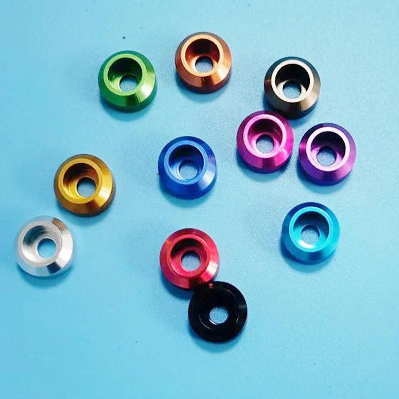 

10PCS M2 M2.5 M3 M4 M5 M6 Crown washer cap head aluminum cone washer Arm Dress-Up Washers anodized 11 colors Decoration washer