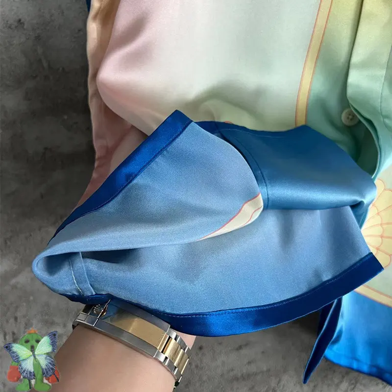 CASABLANCA Shirts Dreamland Beach Silkworm Silk Color Gradient Print Shirt Extravagant Short Sleeve Tops
