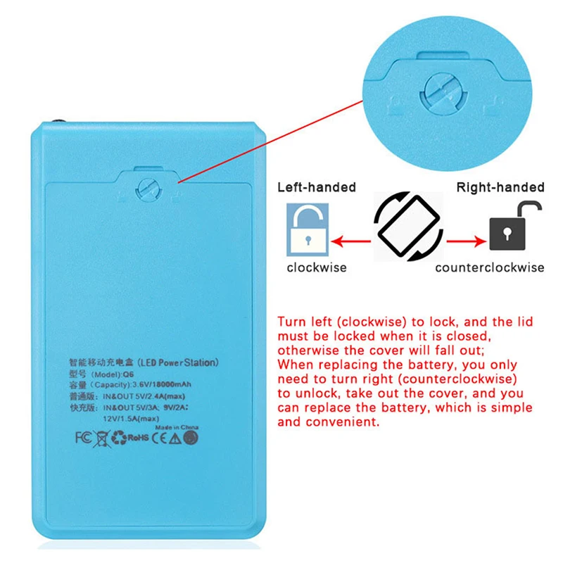 Зарядное устройство для аккумулятора 18650 6 шт. внешний аккумулятор коробка