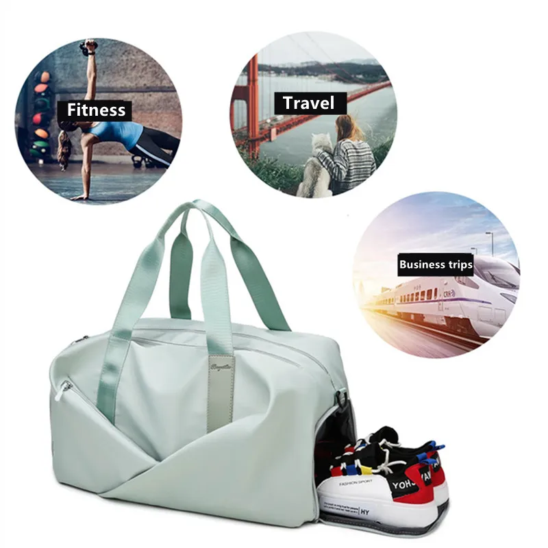Solid Colours Travel Bags Women's Handbag Yoga Dry Wet Separation Swim Bag Oxford Cloth Waterproof Luggage Bags Travel With Shoe