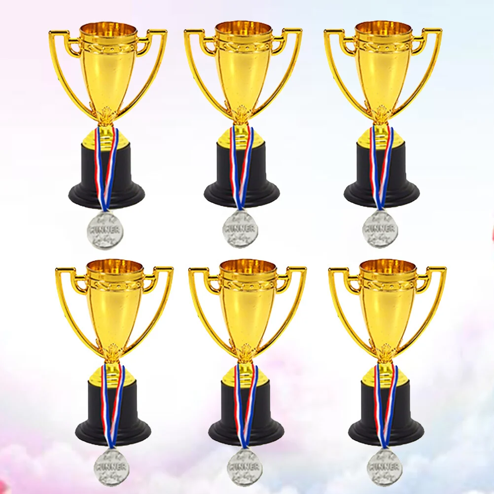 

12 Pcs Kids Mini Toys Trophy Awards 12pcs Medals Reward Prizes Plastic Gold Cups Child