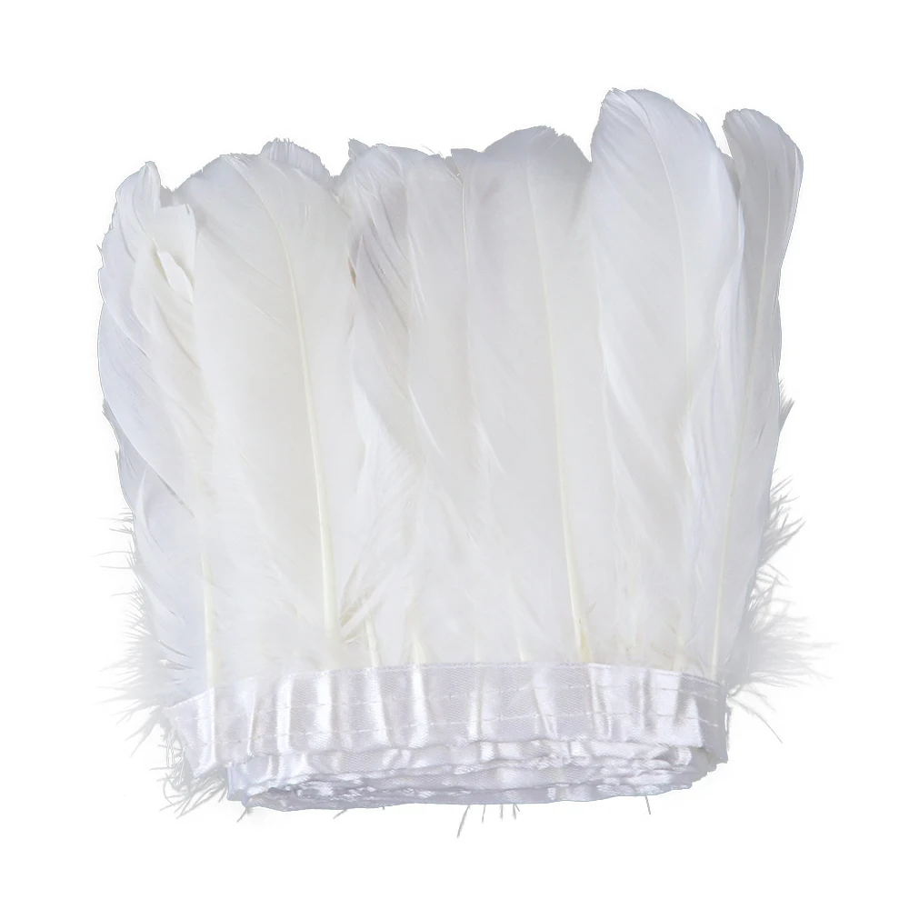 

2M/5M/10M White Real Goose Feather Trims Width 13-18cm Goose Feather Ribbon Dyed Dress Party DIY Craft Dresses Sewing Accessorie