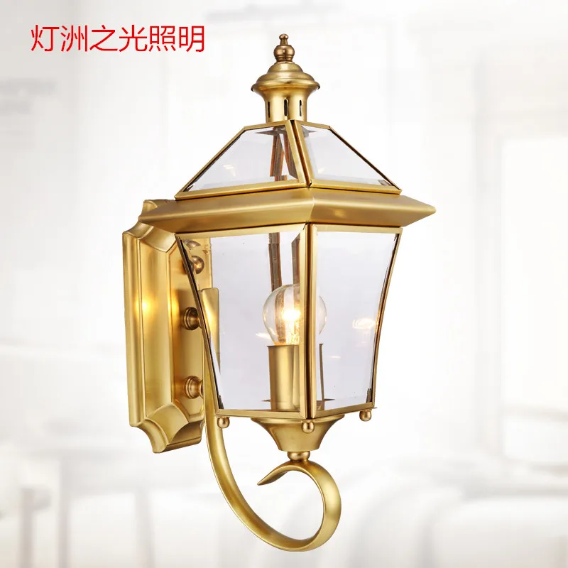 

Copper Wall Lamp Outdoor Waterproof Corridor Wall Balcony Aisle Light Hotel Villa Light Luxury Hallway Retro Lamp
