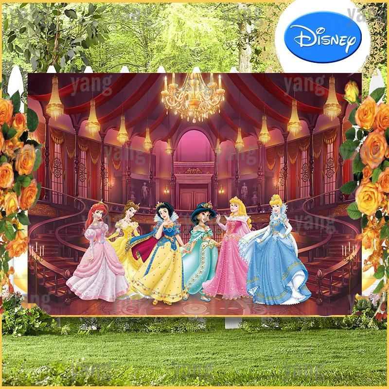 Magic Disney Aladdin Snow White Princess Cartoon Splendid Palace Backdrop Background Baby Shower Girls Birthday Party Decoration