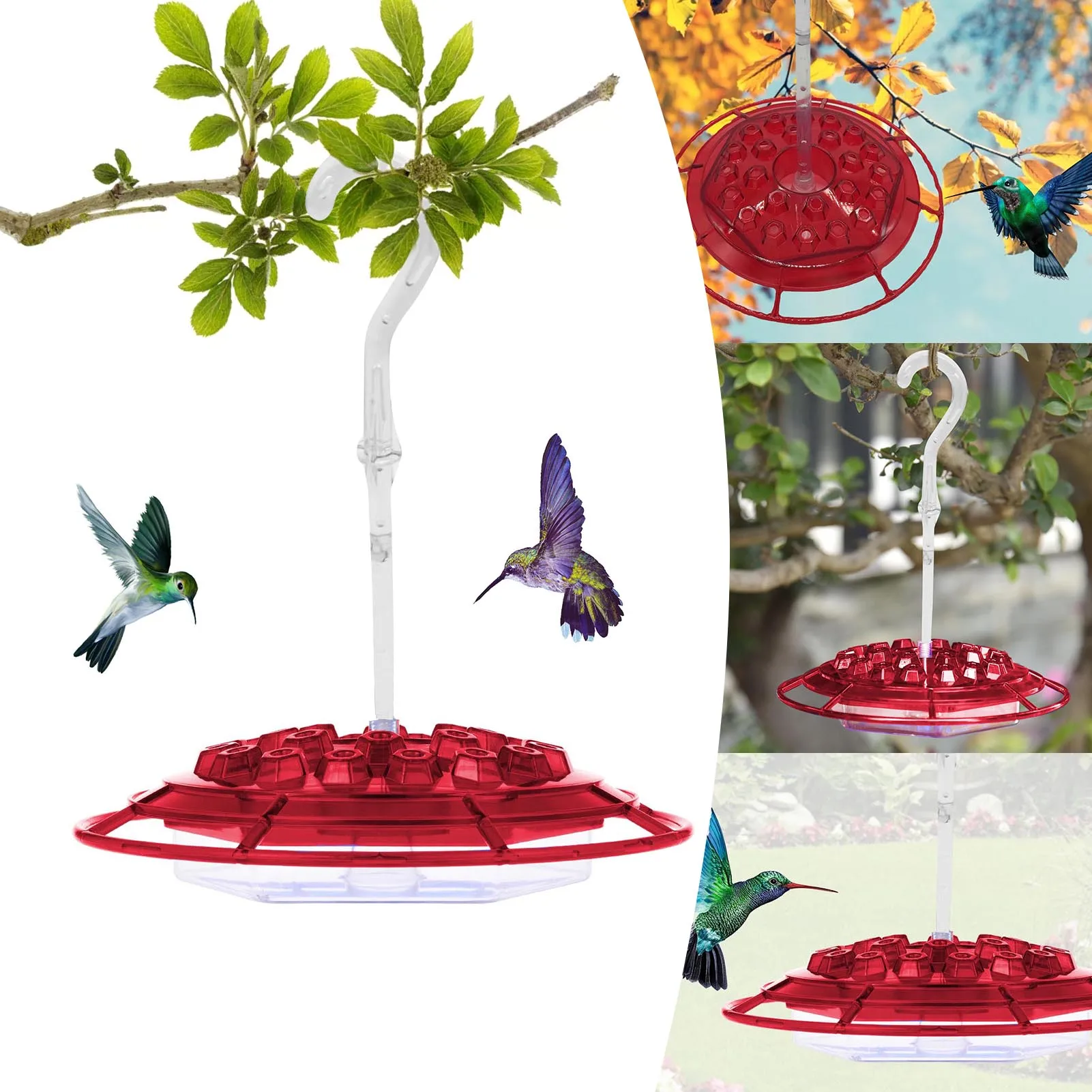 

Кормушка для птиц с 24 отверстиями для кормления, устройство для кормления диких птиц, для сада на открытом воздухе, прозрачная подвесная кор...