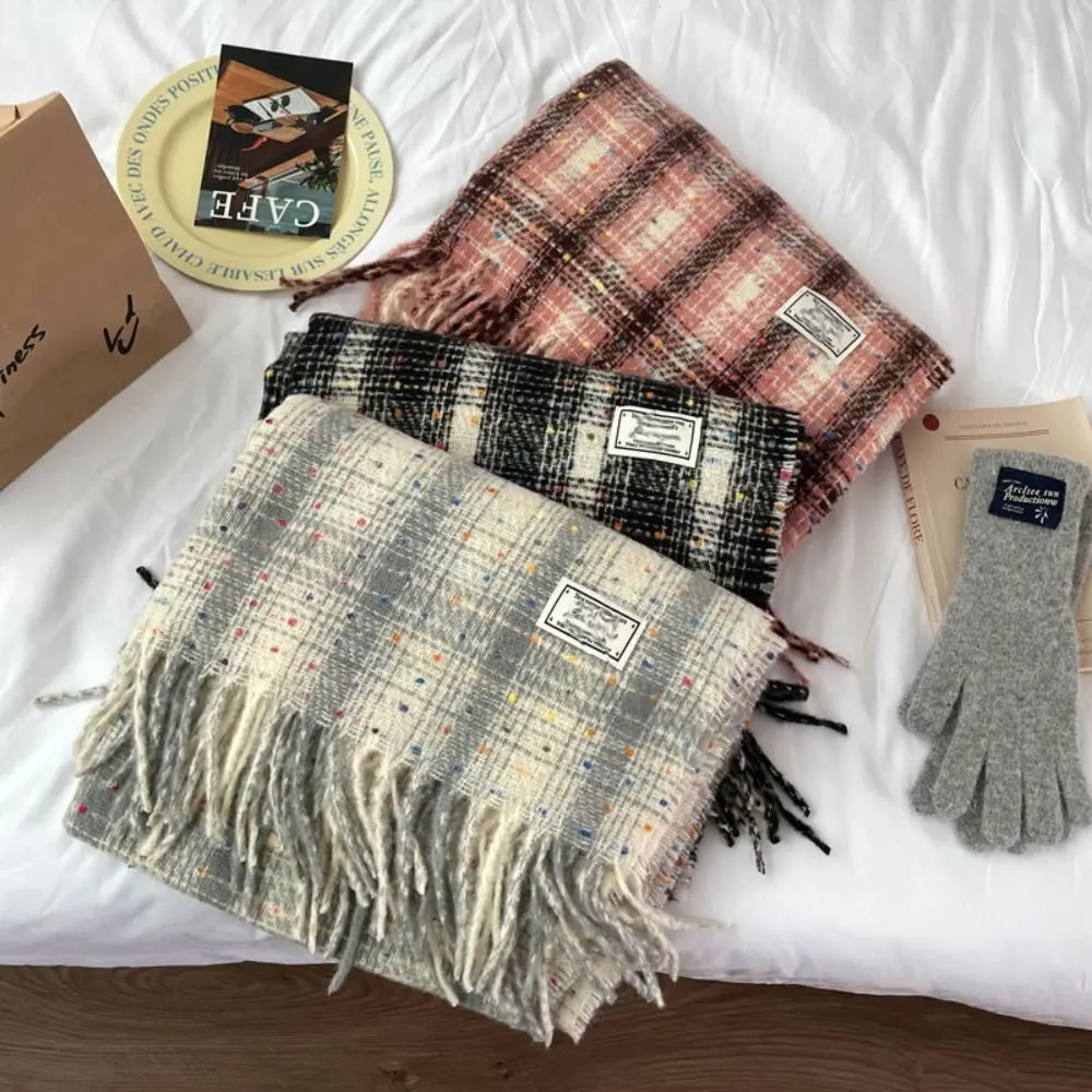 Плед шарф с радужной фасолью и кисточками плюшевые шерстяные шарфы зимние