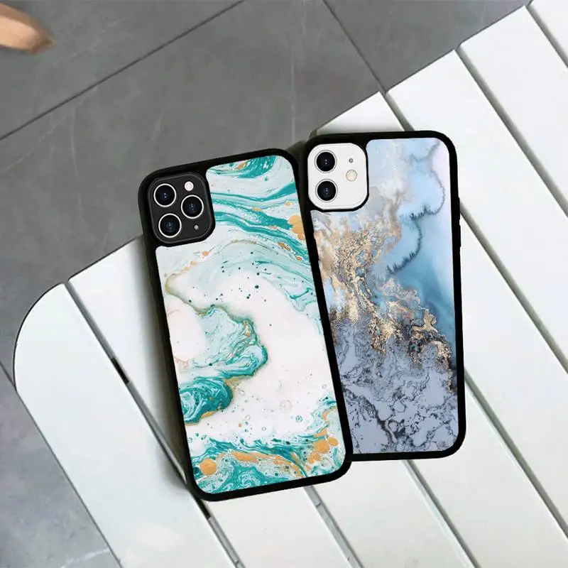 

MaiYaCa Glitter Gradient Marble Texture Phone Case Silicone PC+TPU Case for iPhone 11 12 13 Pro Max 8 7 6 Plus X SE XR Hard