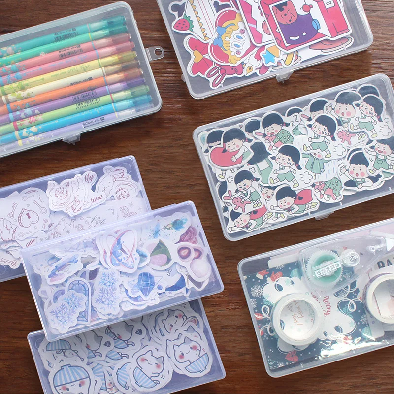 

1 шт. канцелярские наклейки, пластиковый органайзер, коробка для хранения, Васи-лента, наклейки, клипса, прозрачный чехол для хранения для ра...