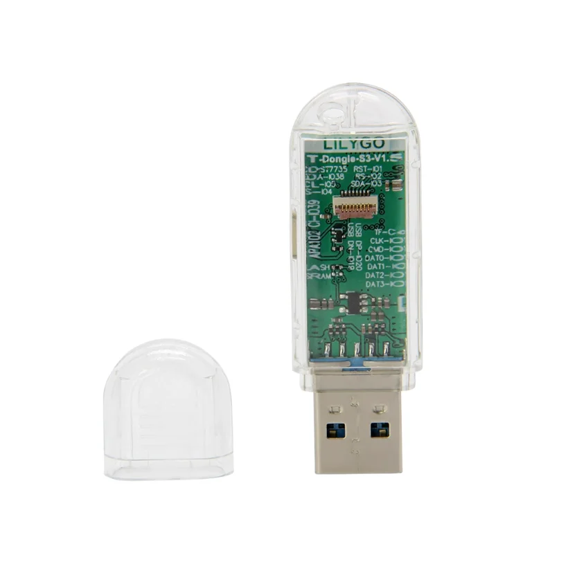 Фото Мини-плата разработки USB-Dongle ESP32-S3, 0,96-дюймовый IPS-ЖК-дисплей, Wi-Fi и BLE 5, USB-C, прозрачный корпус, поддержка Arduino/MicroPython №1