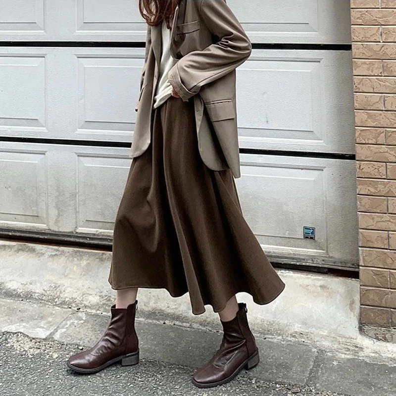 Женская вельветовая юбка трапециевидной формы с высокой талией