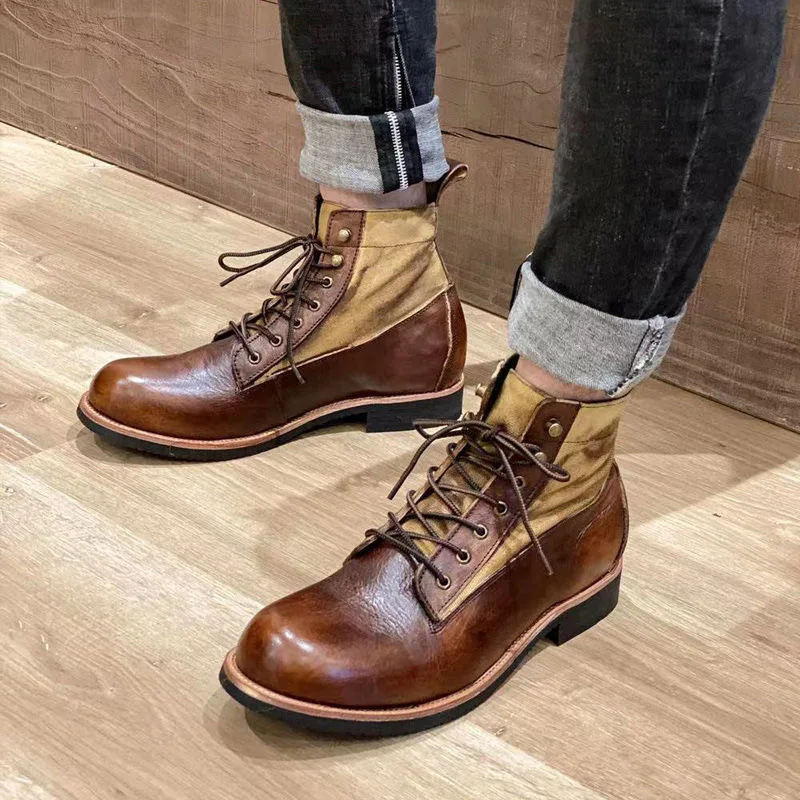 New Cool 2022 Mens Motorcycle Boots Leather Casual Men Shoes With Fur Cowboy Boot Mens Brand Fashion Army Military Man Boots