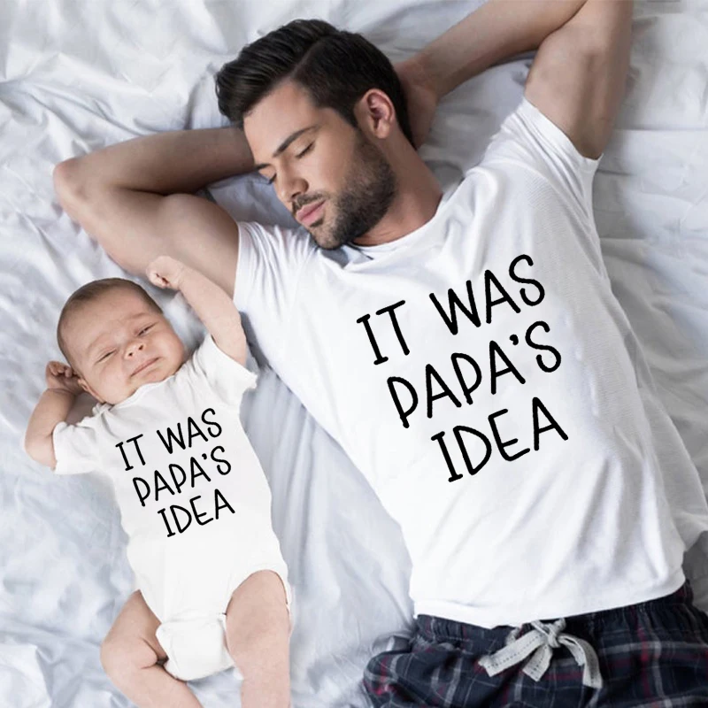 

It Was Papa's Idea Funny Papa Shirt Dad and Son Shirt Father's Day Shirt New Dad Gift Shirt Father and Baby Shirt Baby Boy M